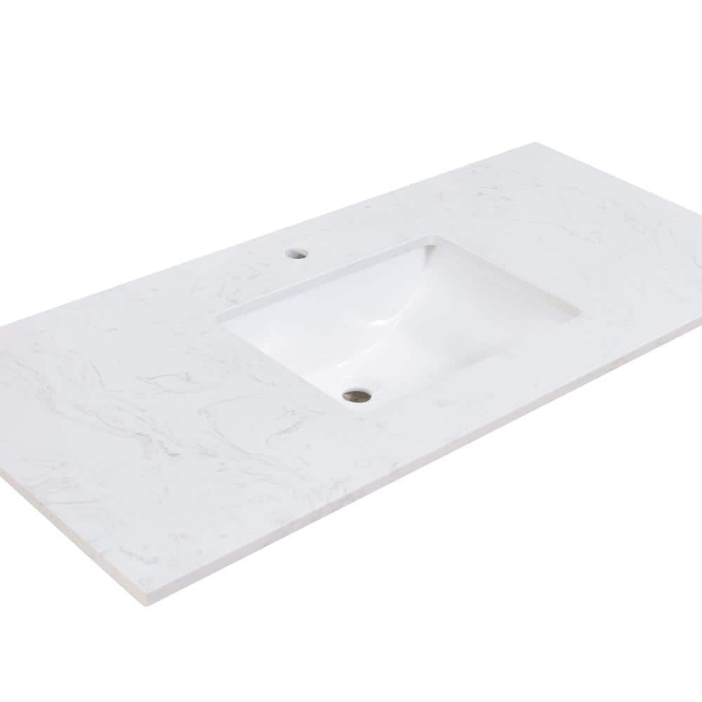 Aosta White 49" Composite Stone Vanity Top with Sink