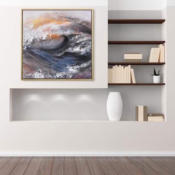 Empire Art Direct Tornado Abstract Textured Metallic Hand Painted by Martin Edwards Framed Canvas Wall Art