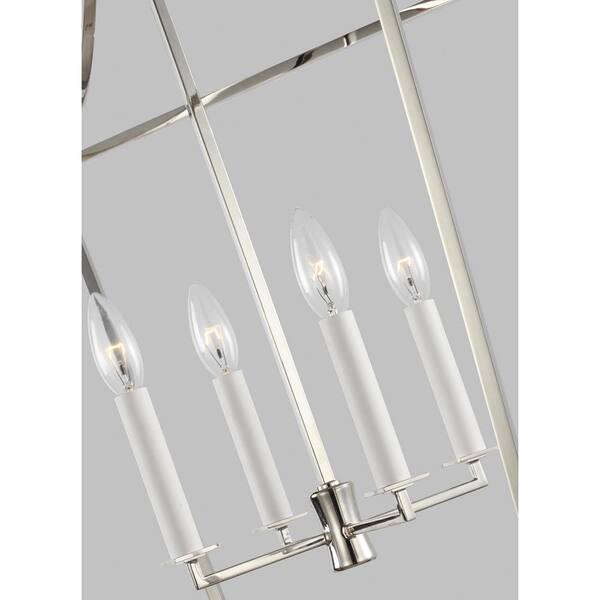Generation Lighting - Southold 18 in. W x 27.625 in. H 4-Light Polished Nickel Medium Steel Frame Lantern Chandelier with No Bulbs Included