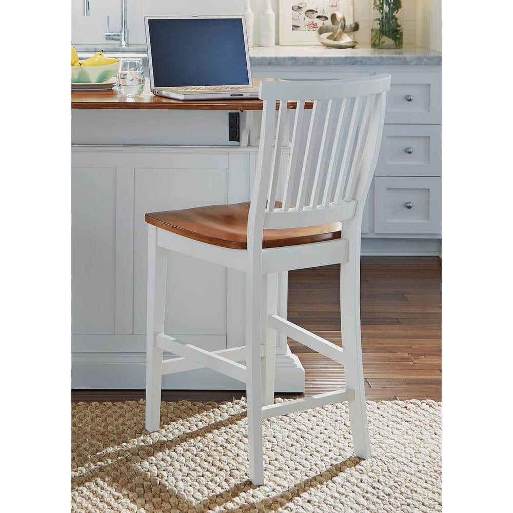 Antique White and Distressed Oak Hardwood 24" Counter Stool