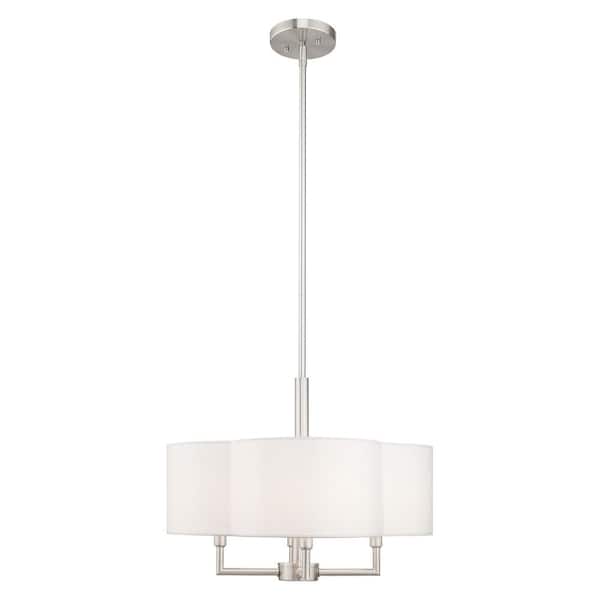 Livex Lighting Chelsea 4 Light Brushed Nickel Pendant Chandelier