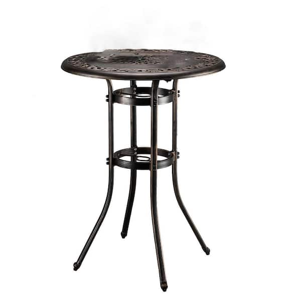 Phewnyzo 32 in. x 32 in. x 41 in. Aluminum Outdoor Table Bistro with Umbrella Hole Patio Dining Table, Tall Outdoor Bistro Table