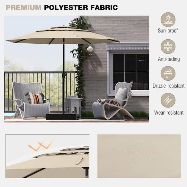 3 foot patio umbrella 10 ft 3-tier Vented with Push Button Tilt-Black This sturdy 3Tier Auto-tilt Patio Umbrella