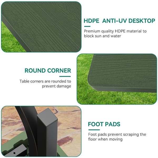 DEXTRUS 6ft. Green Outdoor Picnic Table and Bench with