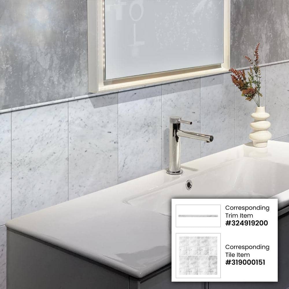 Gray 12" x 24" Polished Marble Wall and Floor Tile