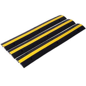 Cable Protector Ramp Rubber Speed Bumps 6600 lbs. Load Capacity for Asphalt Concrete Gravel Driveway (1 Channel, 3 Pack)