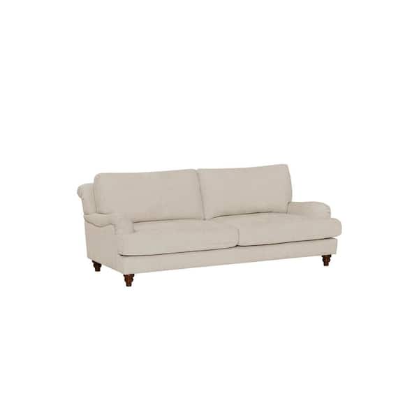 Westgate 86 in. English Roll Arm Rectangle Sofa with 100% Performance Fabric in Milo Linen Cream