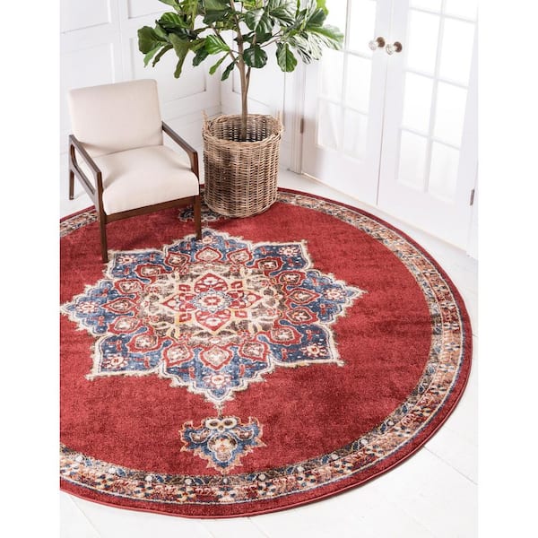 Utopia Helios Burgundy 8' 0 x 8' 0 Round Rug