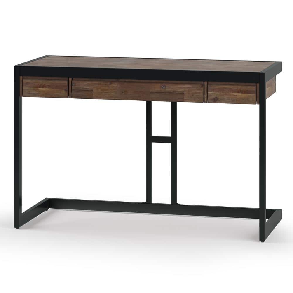 Erina Compact Rustic Natural Aged Brown Acacia Desk with Drawers