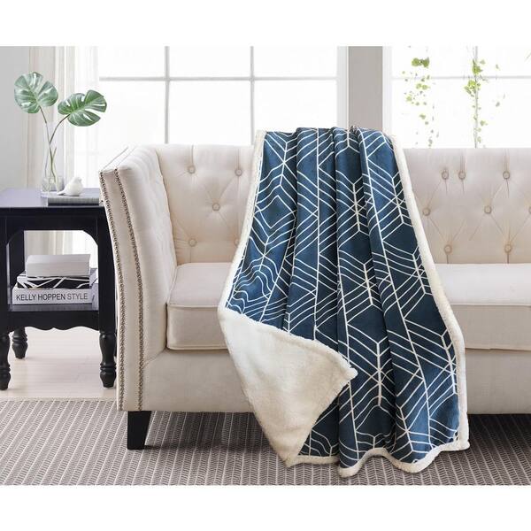 Blue sherpa best sale throw blanket