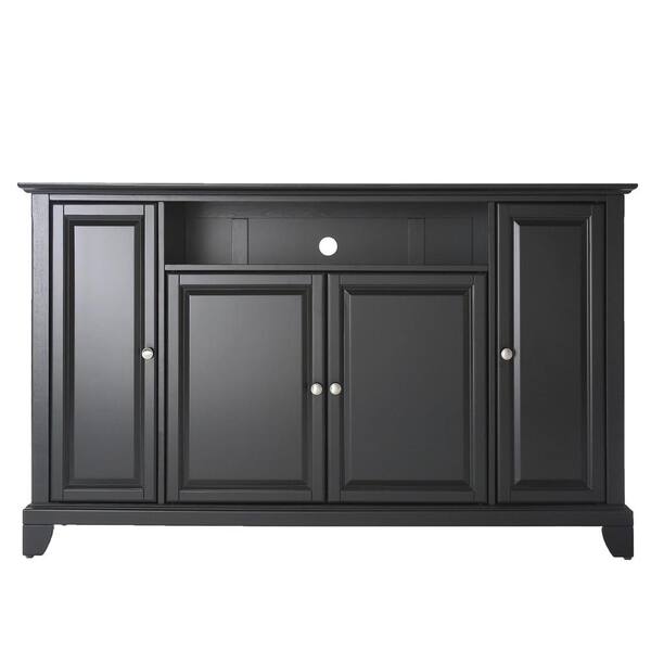 CROSLEY FURNITURE LaFayette 60 in. Black Wood TV Stand Fits TVs Up to 60 in. with Storage Doors