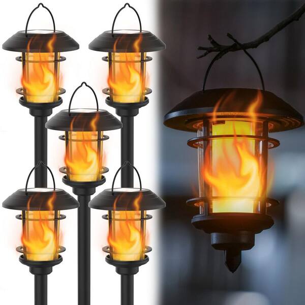 thumbnail interactive-video image 1 of 2Pack4Pack Solar Outdoor Lights Solar Hanging Lantern With Flickering Flame Waterproof Solar Powered Landscape Garden Lights 1 of 10