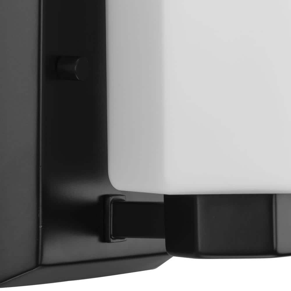 Estrada Matte Black Steel Vanity Light with Opal Glass Shade