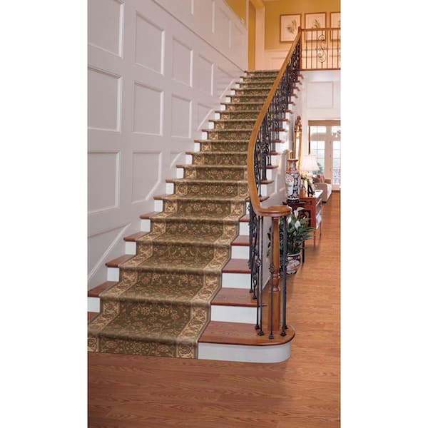 Kurdamir Rockland Green 33 in. x Your Choice Length Stair Runner Rug