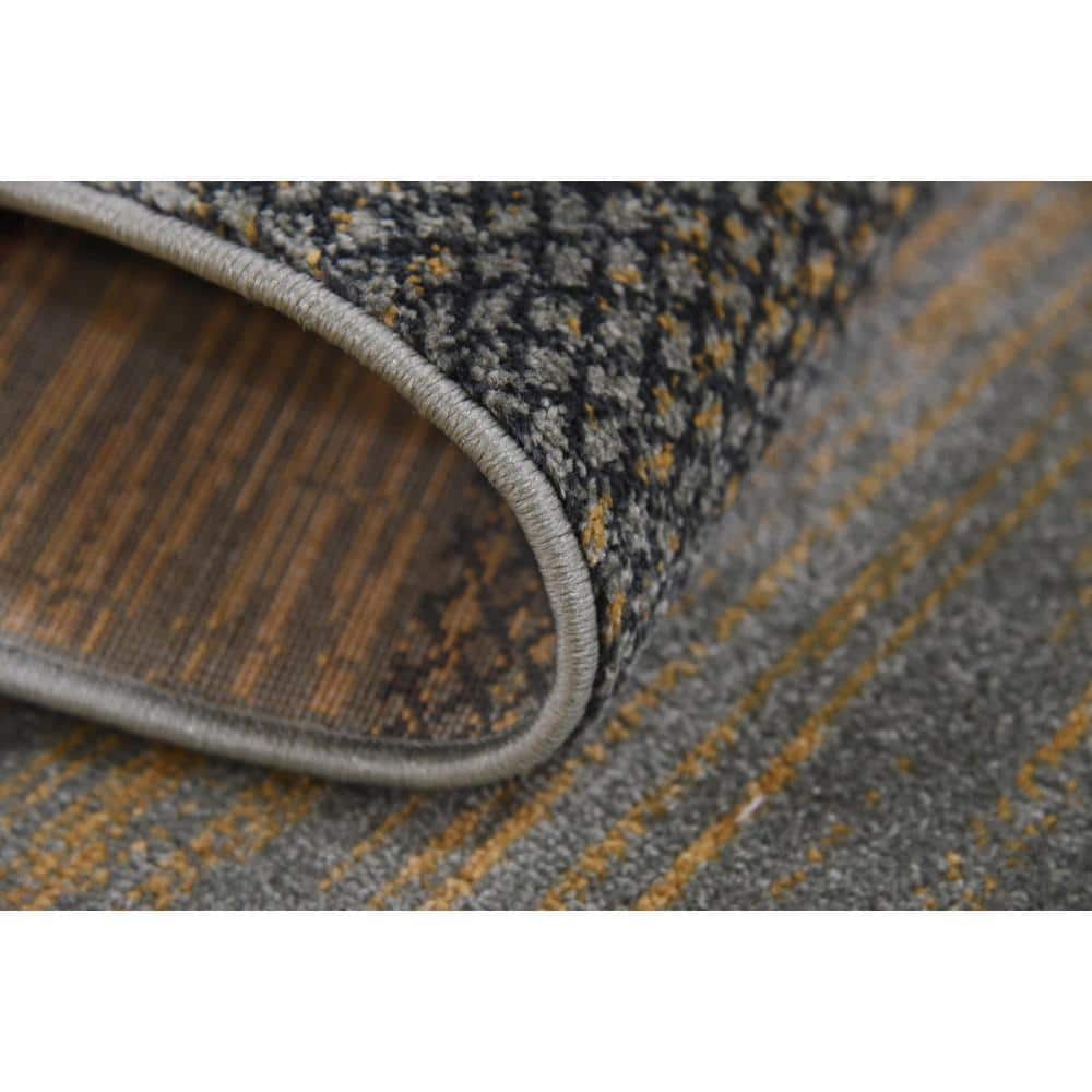 Blue and Beige Striped Synthetic 5' x 8' Area Rug