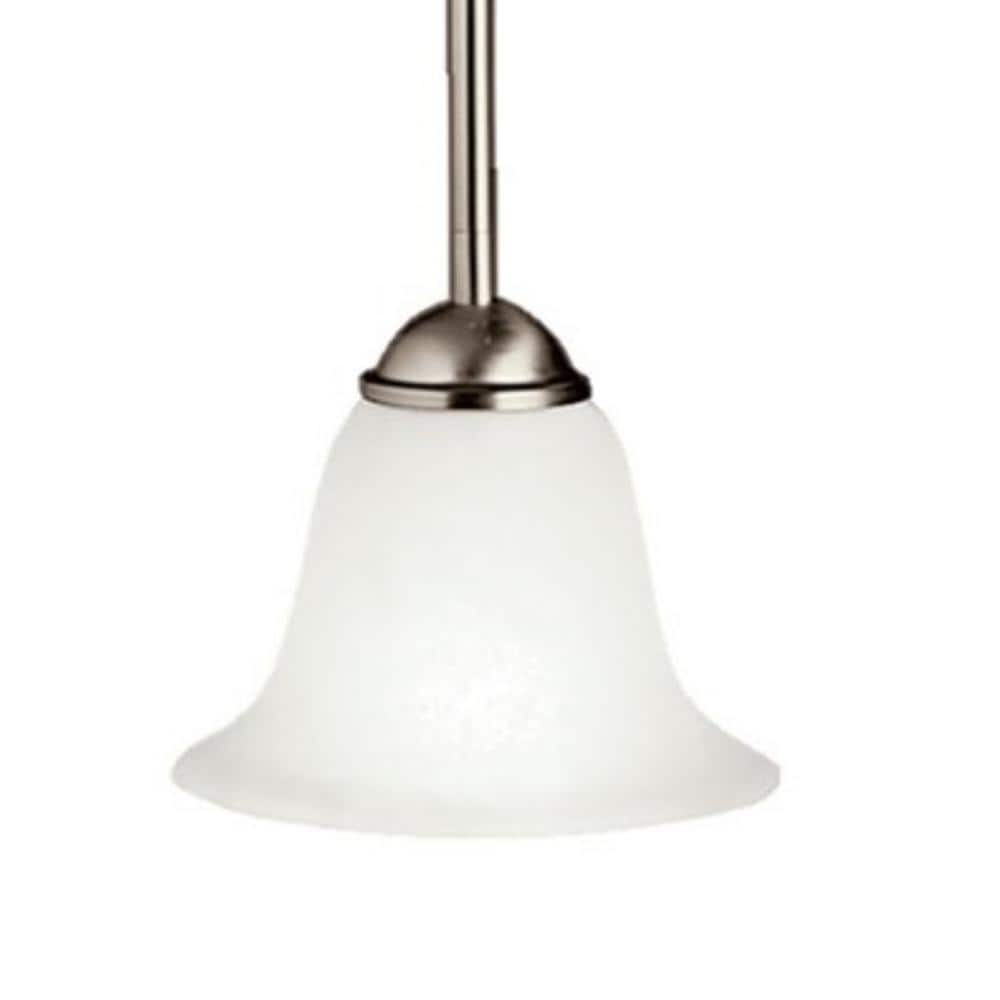 Dover Brushed Nickel Mini Pendant with Etched Glass Shade