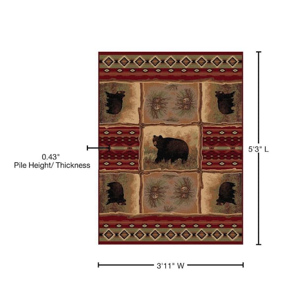 Tayse Rugs Nature Lodge Red 4 ft. x 6 ft. Indoor Area Rug NTR6570 