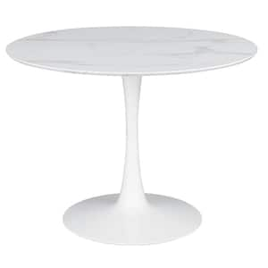 Arkell Round White Wood Top Pedestal Dining Table Seats 4