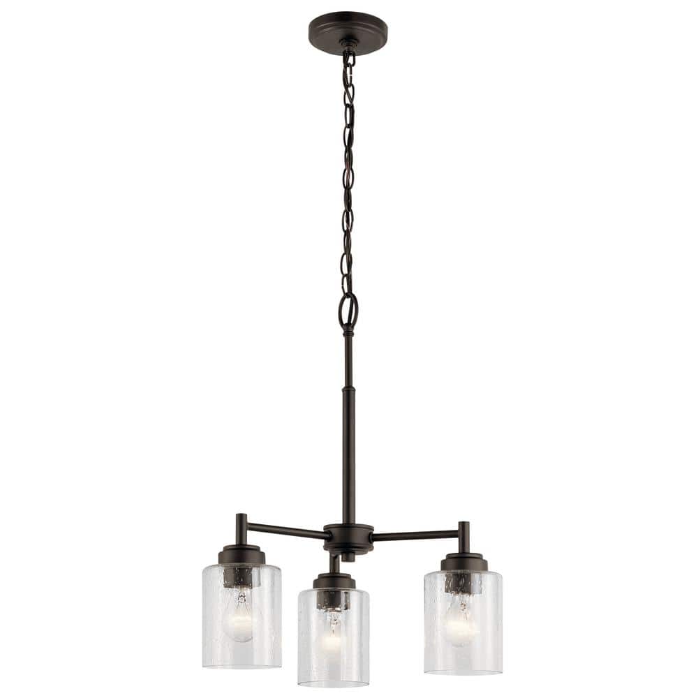 Winslow Bronze 3-Light Mini Chandelier with Clear Glass