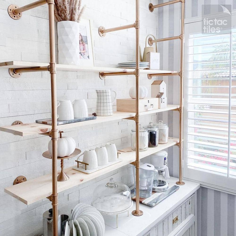 Stone White Rectangular Peel and Stick Mosaic Tile
