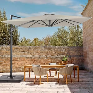 11.5 ft. x 9 ft. Outdoor Rectangular Cantilever Patio Umbrella, Solution-Dyed Fabric Aluminum Frame in Gray