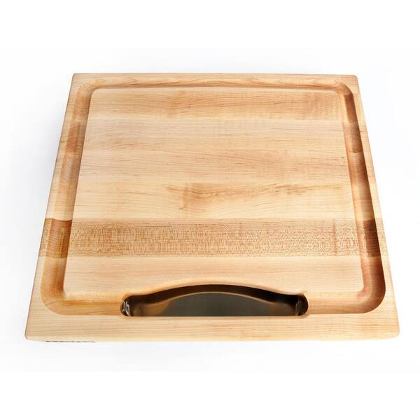 Maple Newton Prep Master Cutting Board With Juice Groove & Stainless Pan  (Prep Master Series) - John Boos & Co