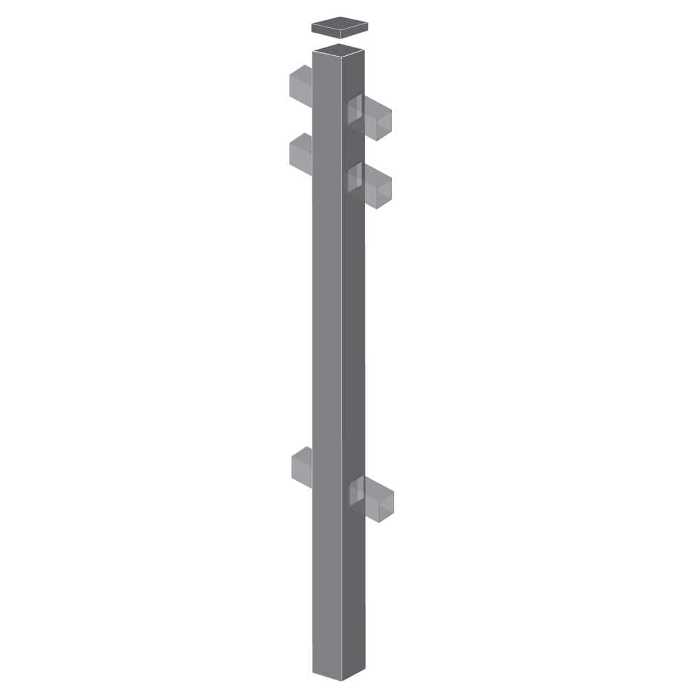 Barrette Outdoor Living Natural Reflections 2 in. x 2 in. x 6-7/8 ft. Pewter Standard-Duty Aluminum Fence Line Post