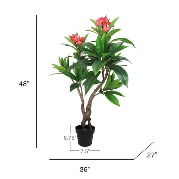 4 ft. Real Touch Fuchsia Artificial Plumeria Tree Tropical Plant in Pot