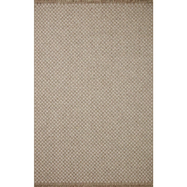 Loloi Dawn 5 ft. 1 in. x 7 ft. 7 in. Natural Checkered Indoor/Outdoor Area Rug