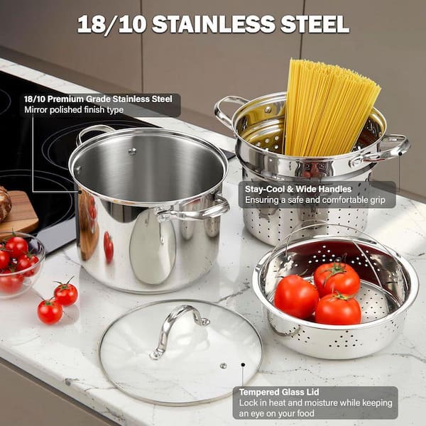 Cooks Standard 18/10 Stainless Steel 8 Quarts Stock Pot Spaghetti