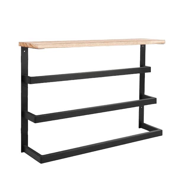 Cubilan 24.8 in. W x 5.31 in. D Matte Black Decorative Wall Shelf, Hanging Towel Rack for Bathroom