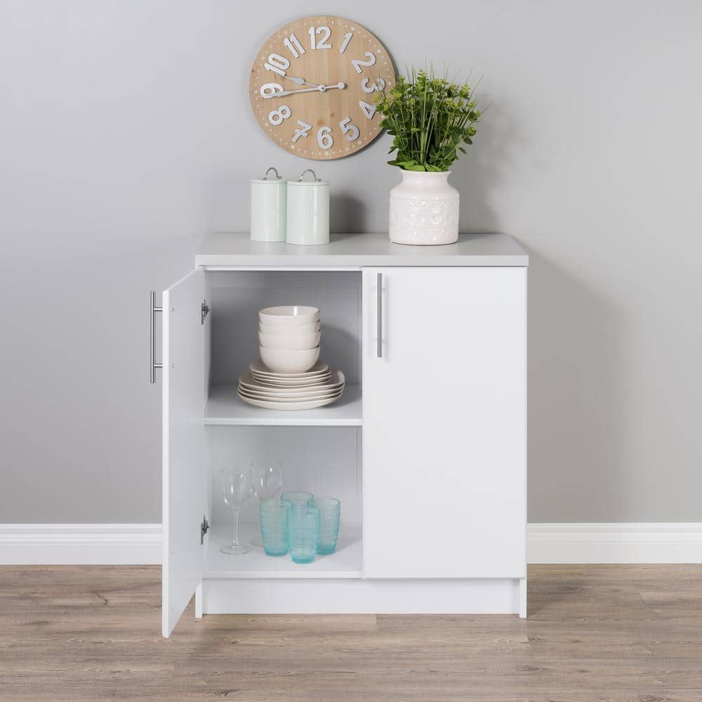 Freestanding White Office Storage Cabinet with Adjustable Shelving