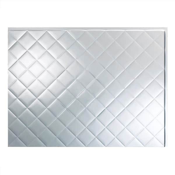 Fasade 18.25 in. x 24.25 in. Brushed Aluminum Quilted PVC Decorative Backsplash Panel