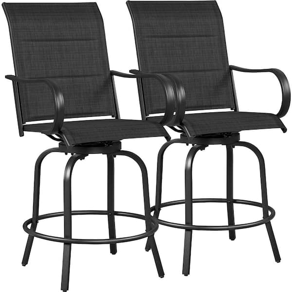 Yaheetech Texteline Swivel Metal Outdoor Bar Stool of 2 Chairs Included