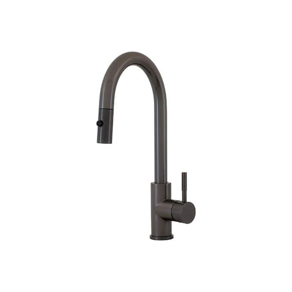 S STRICTLY KITCHEN + BATH Timur Single Handle Pull-Down Sprayer Kitchen Faucet in Gun Metal Black