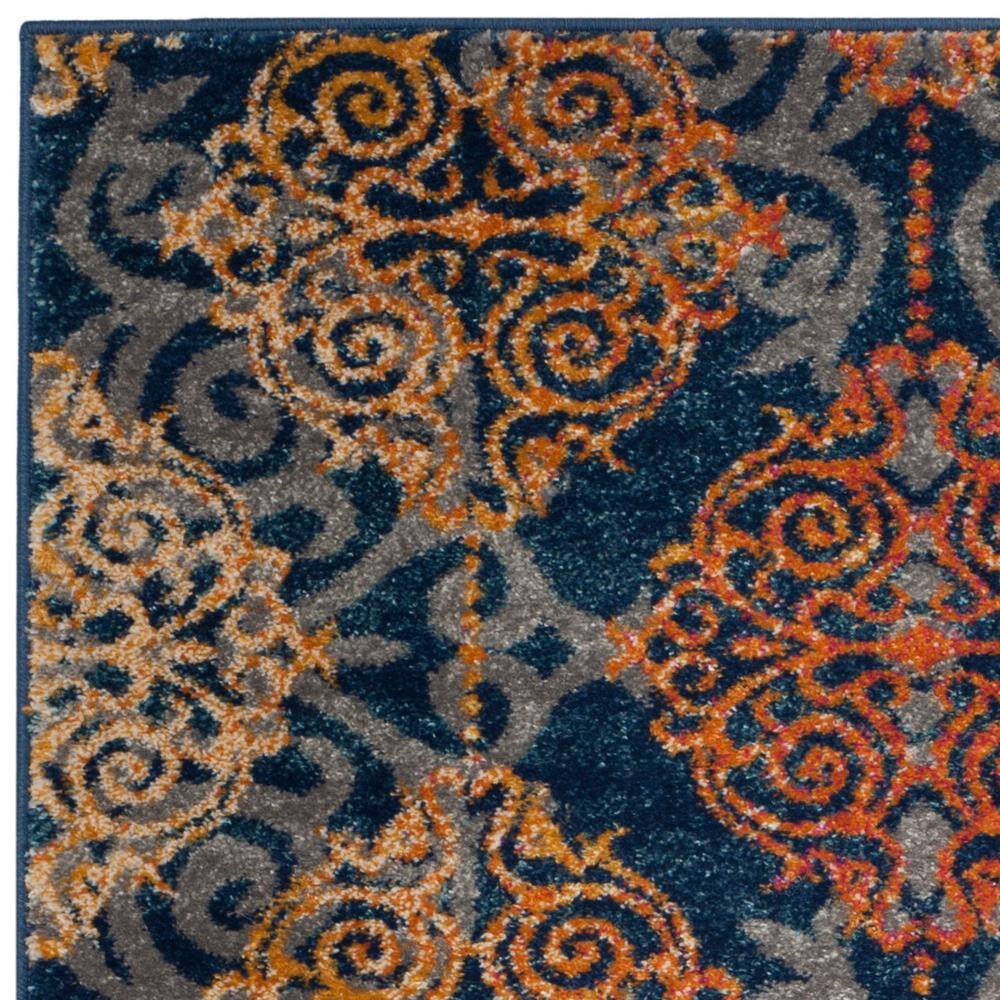 Hand-Knotted Blue and Orange High Pile Area Rug