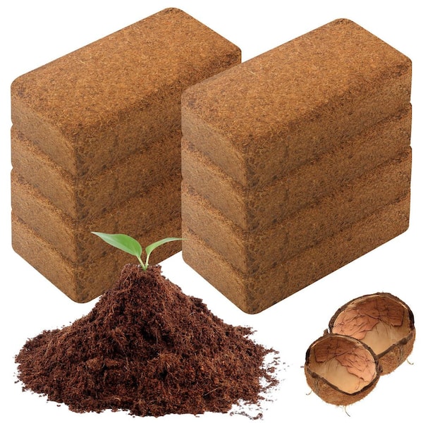 0.28 cu. ft. 100% Organic Premium Coco Coir Brick for Planting, Gardening, Potting Soil Substrate (8-Pack)