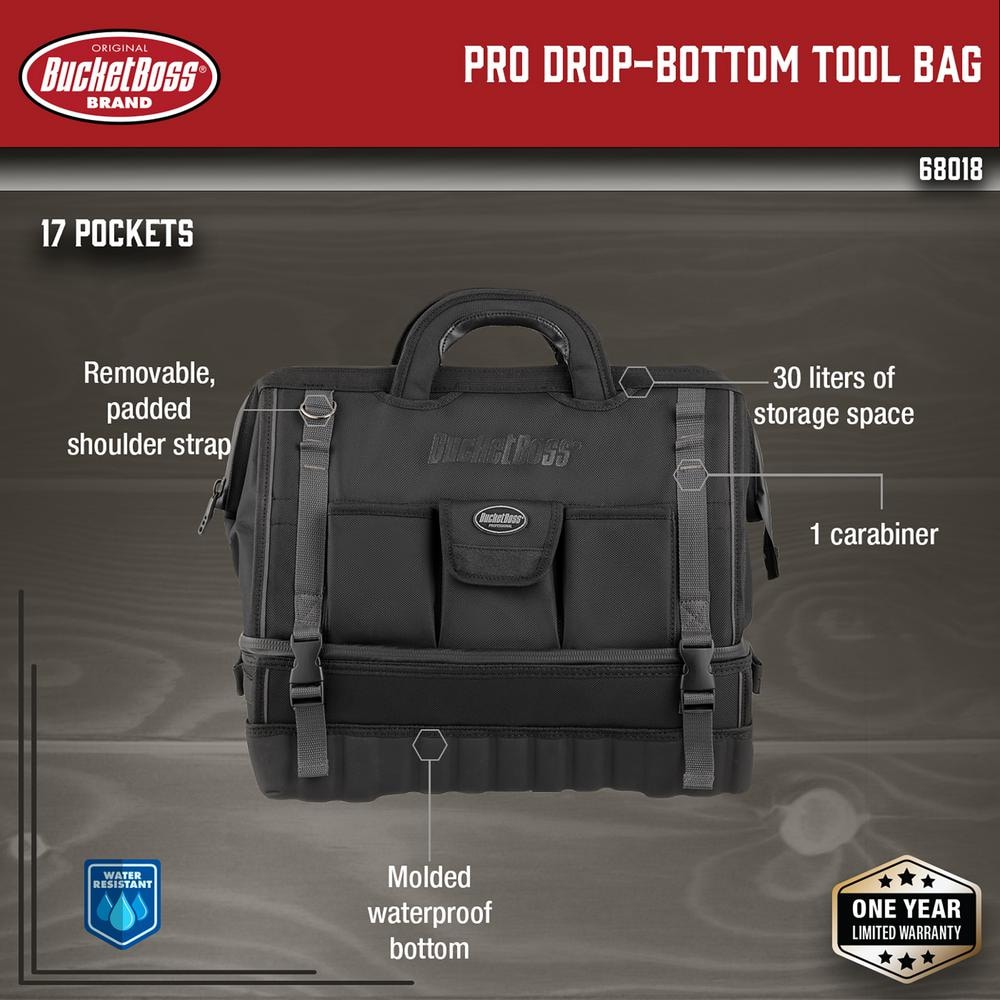 Bucket Boss Black Polyester 18-Inch Double-Wall Tool Bag