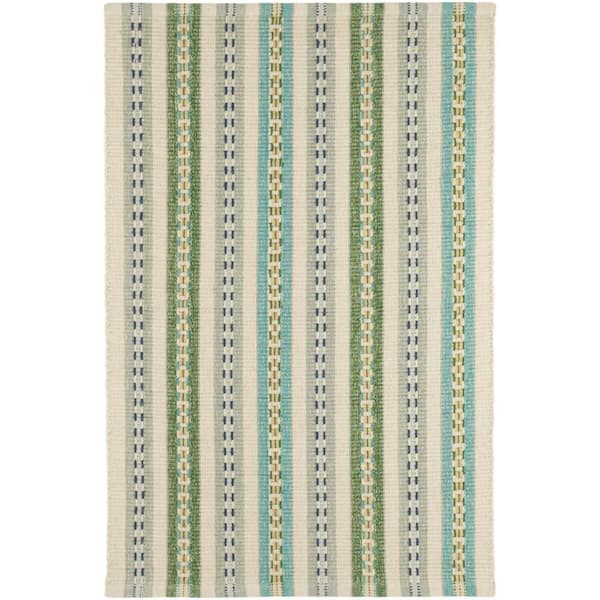 10 ft. x 14 ft. Teal Long Slade Handwoven Cotton Indoor Area Rug