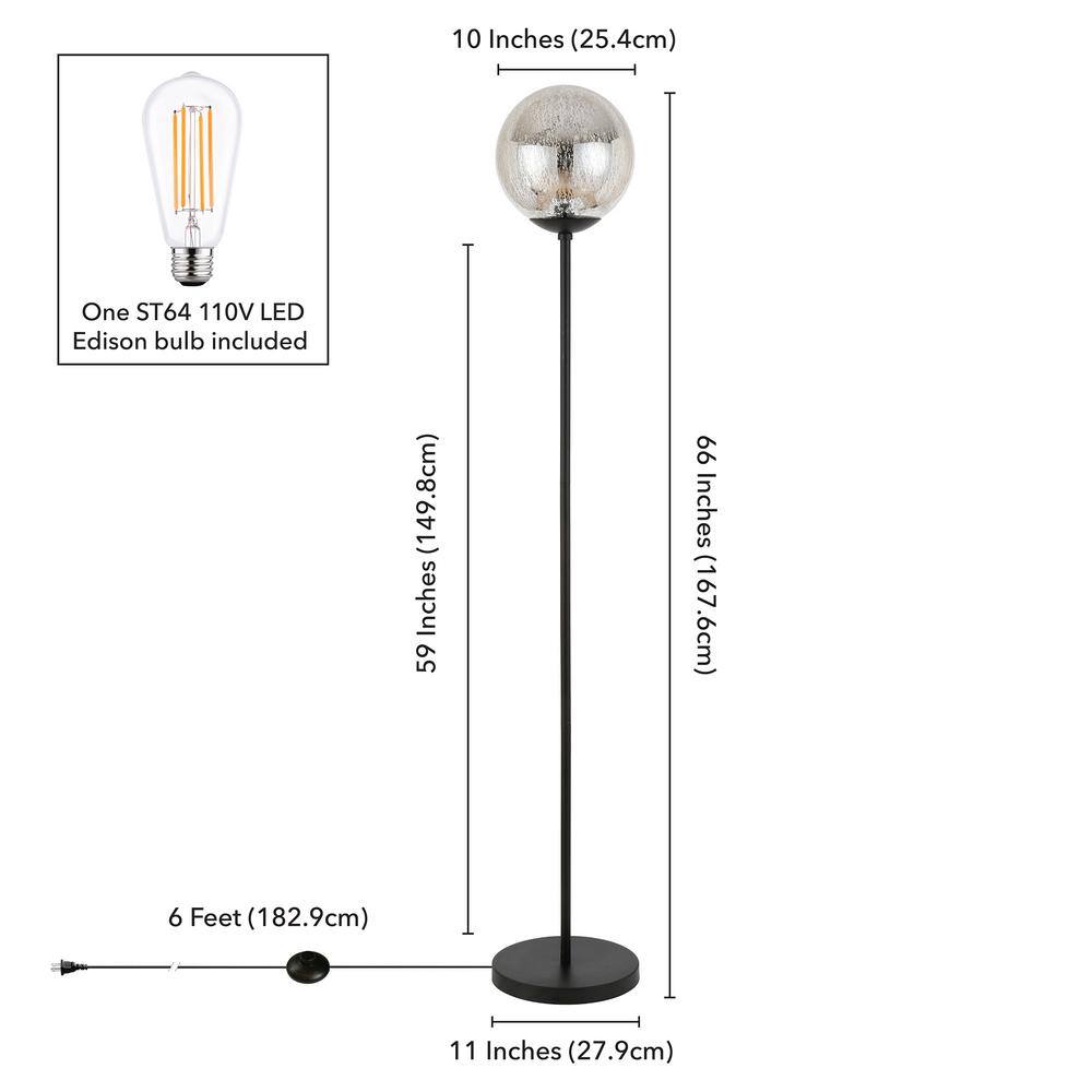 Oula Traditional Mercury Glass Floor Lamp in Blackened Bronze