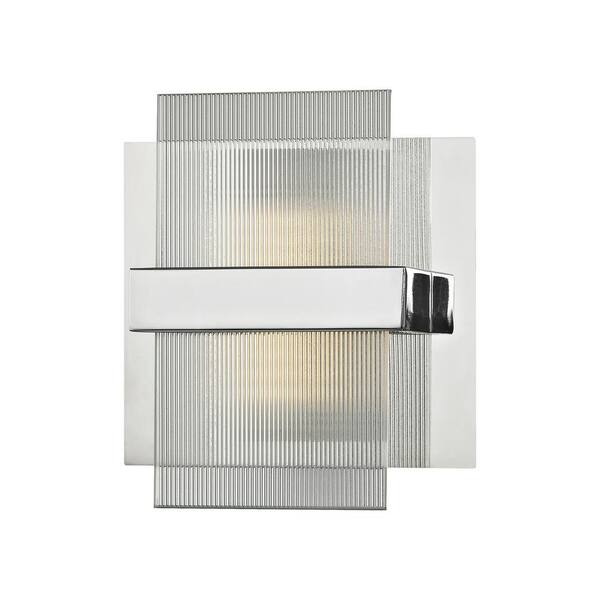 Titan Lighting Desiree 8-Watt Polished Chrome with Clear Lined Glass Integrated LED Bath Light