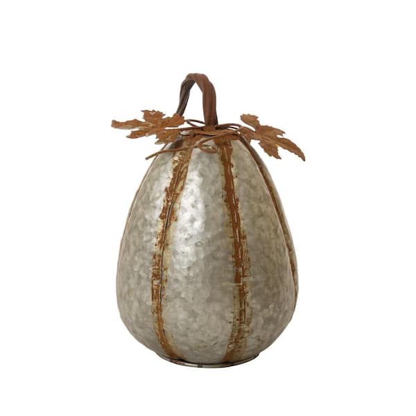 Glitzhome 12 in. H Medium Galvanized Pumpkin