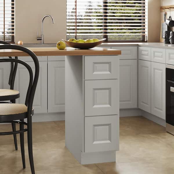 Hausvita 12 in. W x 24 in. D x 34.5 in. H Ready to Assemble Plywood Base Kitchen Cabinet with 3-Drawers in Traditional Dove