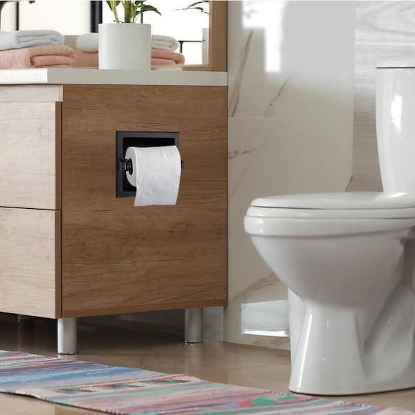 Millbridge Recessed Wall Mounted Toilet Tissue Paper Holder in Matte Black