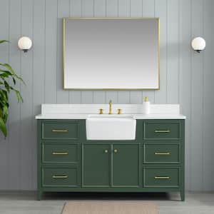Casey 60 in. W x 22 in. D Bath Vanity in Evergreen with Engineered Stone Vanity Top in Ariston White with White Sink