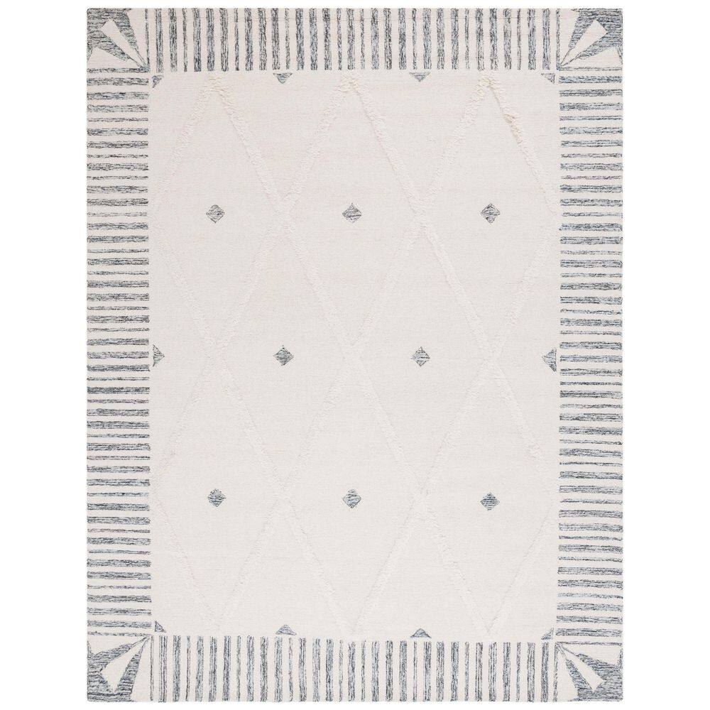 Casablanca 8 ft. x 10 ft. Ivory/Black High-Low Striped Border Area Rug price history on PriceWatchPro