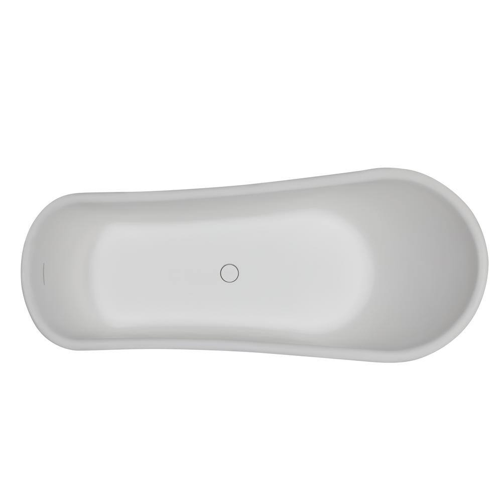 68.25'' White Matte Resin Clawfoot Freestanding Bathtub