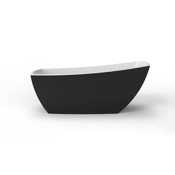 A&E Yori 67 in. x 31 in. Rectangular Soaking Bathtub with End Drain in Matte Black