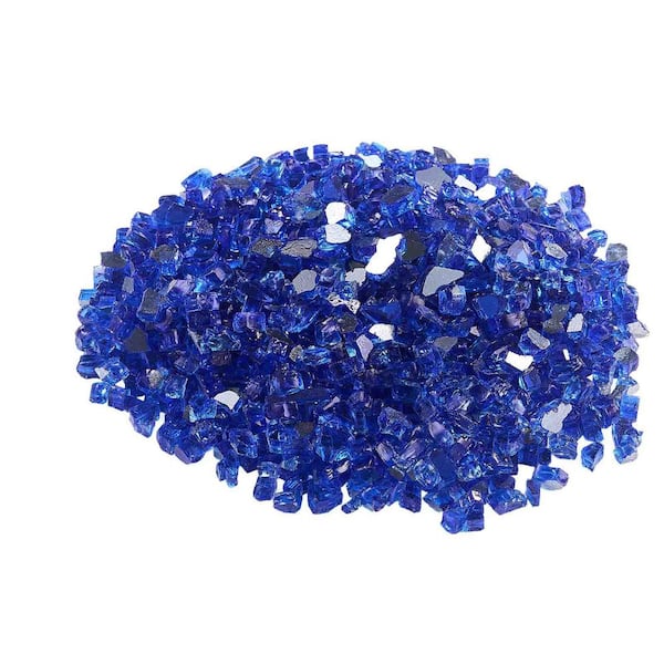 35 lbs. Fire Glass, 1/2 in. Reflective & Smokeless Fireplace Rocks, High-Temperature Resistant, Cobalt Blue for Fire Pit