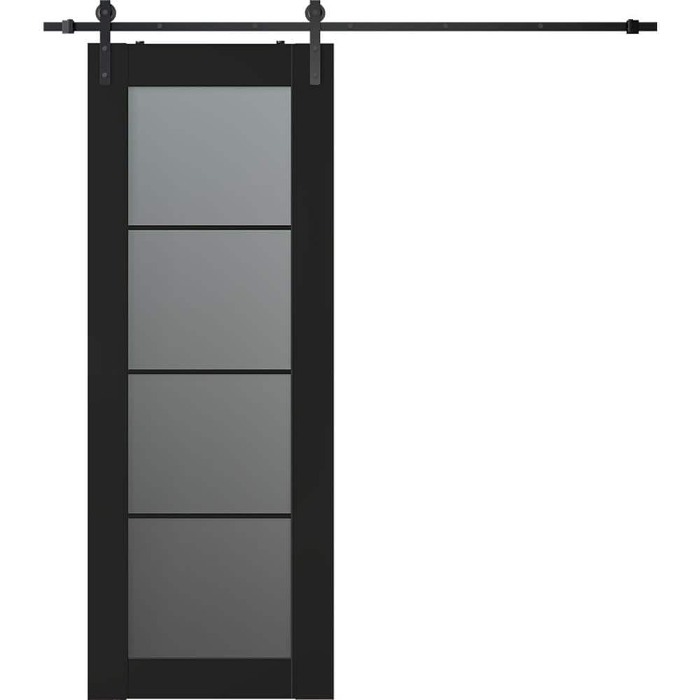 Belldinni Vona 4-Lite 30 in. x 96 in. 4-Lite Frosted Glass Black Matte ...